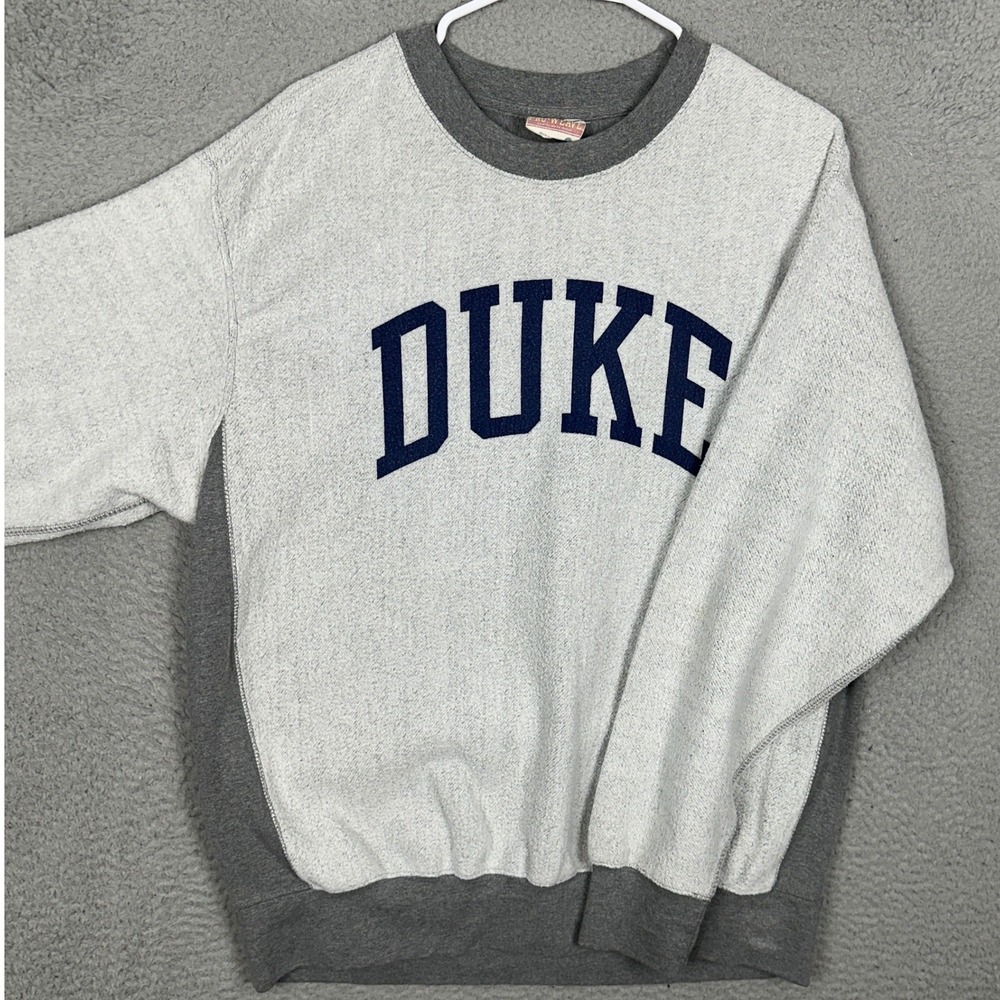 Duke Blue Devils Sweatshirt Mens Large Grey Crew Neck Pro-Weave MV Sport EUC